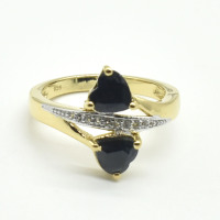 Gold plated Sil Blue Sapphire White Topaz(1.8ct) Ring
