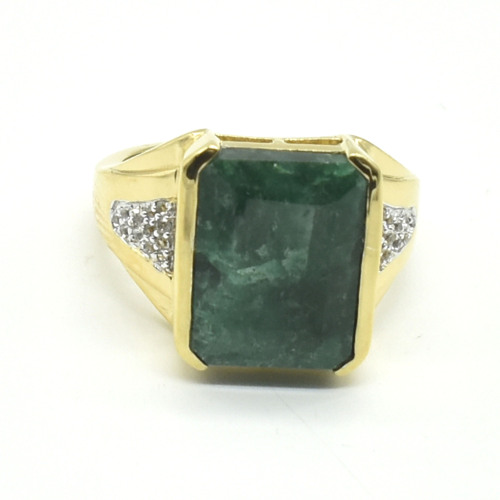 Gold plated Sil Emerald White Topaz(10.8ct) Ring