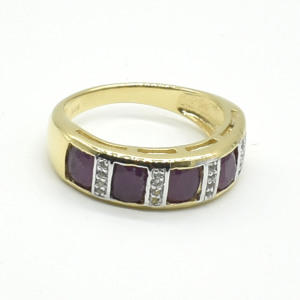 Gold plated Sil Ruby White Topaz(1.8ct) Ring