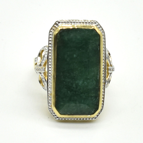 Gold plated Sil Emerald(13.5ct) Ring