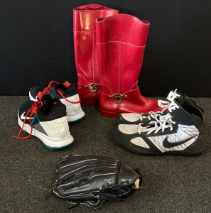 Michael Kors Gardening Boots (8 Woman’s), (2) Pairs Nikes (10 & 11 Men’s), & Rawlings Baseball Glove