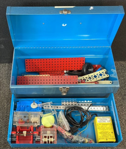 Vintage Gilbert Erector Set W/ Blue Metal Storage Box