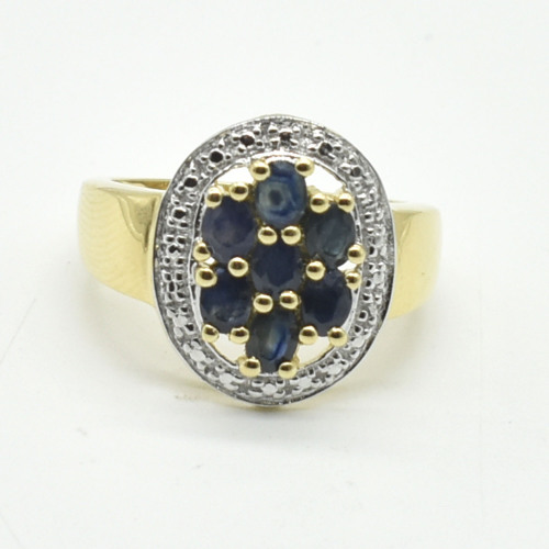 Gold plated Sil Blue Sapphire White Topaz(2.9ct) Ring
