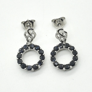 Silver Blue Sapphire(1.8ct) Earrings