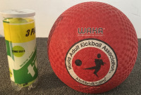 (2) Footballs, Baseball, Kick Ball, 3 Pack of Tennis Balls, Baseball Bat - 4