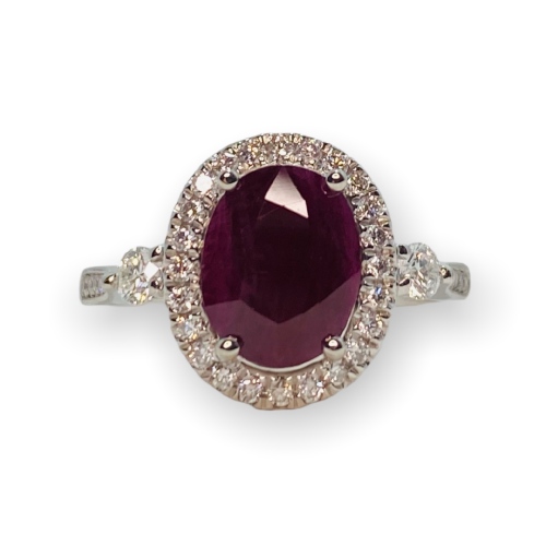 $10,821 Value, Platinum GIA Ruby & Diamond Ring