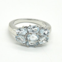 Silver Blue Topaz(3.6ct) Ring