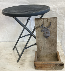 Iron Side Table W/Cast Iron Beer Opener BBFN