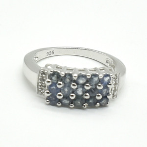 Silver Blue Sapphire White Topaz(1.8ct) Ring