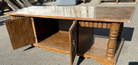 Wooden TV Console W/Cabinet, Wicker Chest - 2