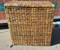 Wooden TV Console W/Cabinet, Wicker Chest - 3