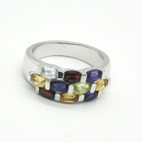 Silver Multicolour Gem Stone(2.25ct) Ring