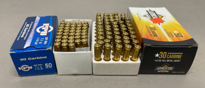 (88) Rounds Total Of (50) Armscore 30 Carbine 110 Grain, (38) PPU 30 Carbine 110 Grain Ammunition Cartridges