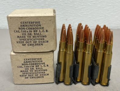 (64) Rounds Totalâ€¦ (40) Rounds Of 7.62x39 123 Grain, (24) Rounds Of 30-06 W/ 3 M1 Garand Magazines