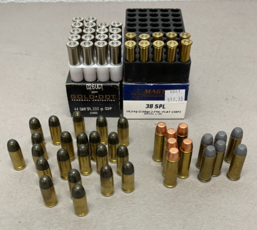 (61) Rounds Totalâ€¦(18) Gold Dot 44 200 Grain, (22) Rounds Fleer 45 Auto, (12) Rounds 44, (10) Rounds Of 38 Special 158 Grain Ammunition Cartridges