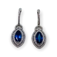 $14,650 Value, Platinum Sapphire & Diamond Dangle Earrings