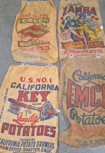 4 Vintage Burlap Sacks