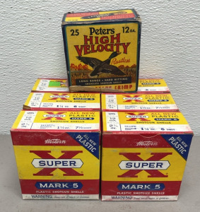 (7) Boxes Total (6) Boxes Of 25 Western Super X 12 Gauge 2-3/4â€ Shotgun Shells (1) Box Of 25 Peterâ€™s 12 Gauge 2-3/4â€ Shotgun Shells