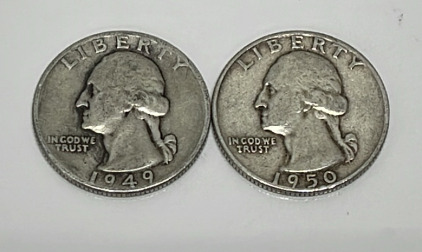 (1) Silver Washington Quarters Dated 1949 And 1950