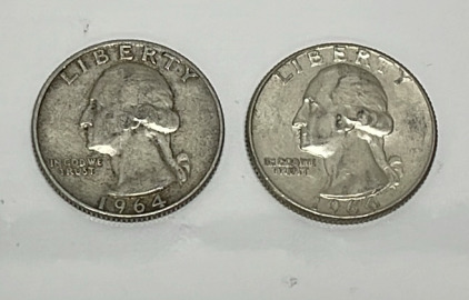 (1) Silver Washington Quarters Dated 1964