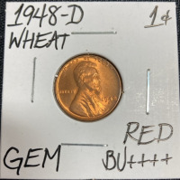 1948-D Gem BU++++ Red Wheat Copper Penny