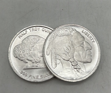 (2) Half Troy Oz Liberty Head Silver Coin, .999 Fine Silver