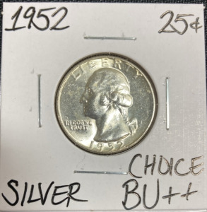 1952 Choice BU++ Mint State Silver Quarter