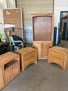 Bookshelf, (2) End Tables, TV Cabinet