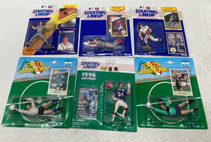 (6) Kenner Sports Collectables Including MLB 1993 Tom Glavine, NFL 1996 Chris Spielman & More