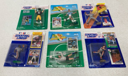 (6) Kenner Sports Collectables Including NFL 1996 Kevin Greene, MLB 1993 Mike Mussina & More