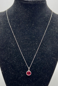 Silver Necklace With Ruby