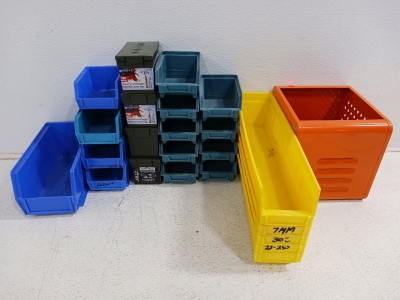 Assorted Storage Bins, Different Sizes