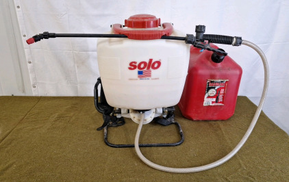 (1) Solo 4-Gallon Backpack Sprayer & (1) 5-Gallon Gas Can