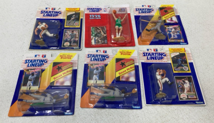 (6) Kenner Sports Collectables Including NBA 1996 Dino Radja, MLB 1992 David Justice