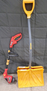 (1) Homelite Electric Trimmer & (2) True Temper Snow Shovels