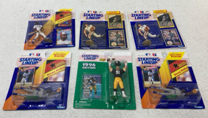 (6) Kenner Sports Collectables Including NFL 1996 Kevin Greene, MLB 1992 Brian McRae & More