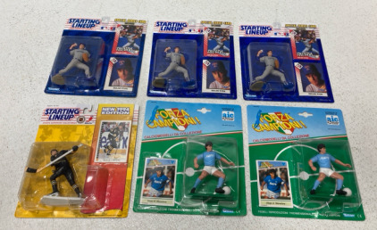 (6) Kenner Sports Collectables Including 1994 NHL Pittsburgh Penguins Mario Lemieux, 1993 Prestige Pitcher Texas Rangers Nolan Ryan