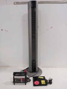 Schumacher 2-6amp Battery Charger, Lasko Tower Fan, and TV Digital 5g Antenna