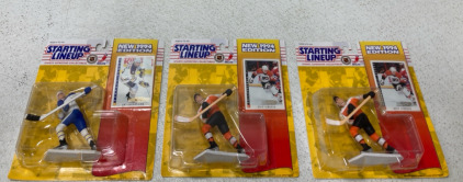 (3) Assortment Of Kenner Starting Lineup 1994 NHL Edition Including Buffalo Sabers Pat Lafontaine & Philadelphia Flyers Eric Lindros