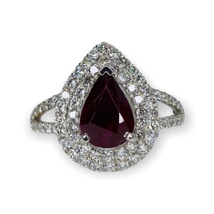 $12,330 Value, Platinum GIA Burmese Ruby & Diamond Ring