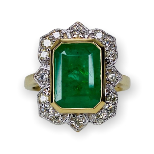 $6,930 Value, 14K Emerald & Diamond Ring