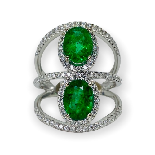 14K Emerald & Diamond Ring