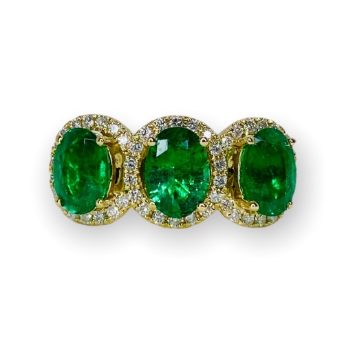 14K Emerald & Diamond Ring