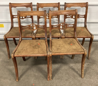 (5) Vintage Wood Dining Chairs
