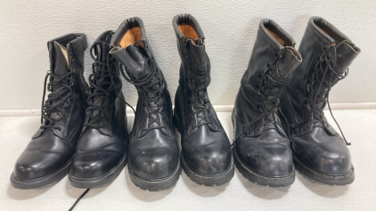 (3) Black Military Boots Size 11