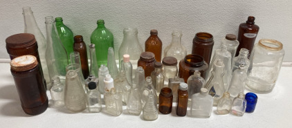 Large Collection of Vintage Glass Bottles