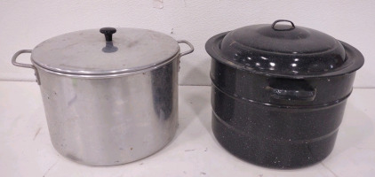 Chilton Ware 20 Qt. Pot & Granite Ware Black Enamel Canning Pot