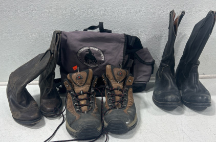 professional Rodeo Cowboys Association Bag, (2) Cowboy Boots, Hiking Boots