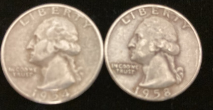 1954 & 1958 90% Silver Quarters-Verified Authentic