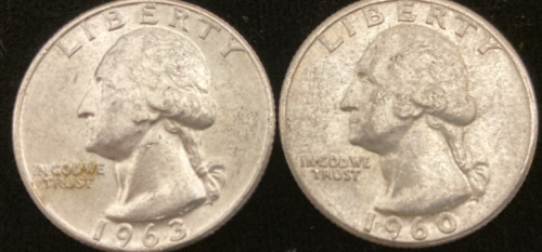 1963 & 1960 90% Silver Quarter-Verified Authentic